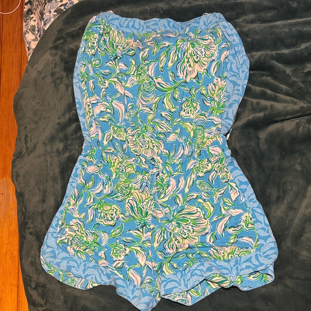 Lilly Pulitzer Blue and Green Floral Romper